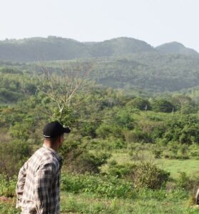 Author Reflecting on Latino Heritage in a Field